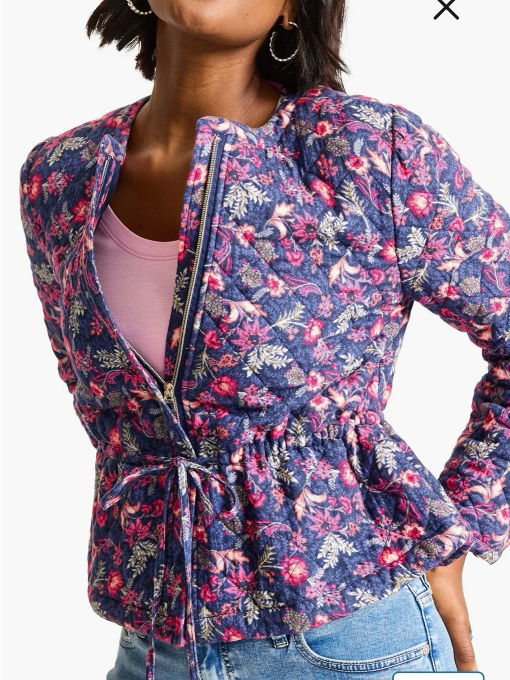 Tommy Bahama Sweeping Floral Quilted Jacket Sz Large